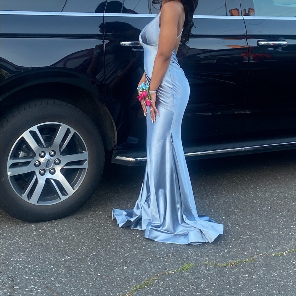 Satin Baby Blue Mermaid Gown